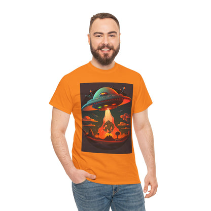 UFO, Bigfoot, Unisex Heavy Cotton Tee, graphic design, t-shirt, t-shirts, tshirts, png