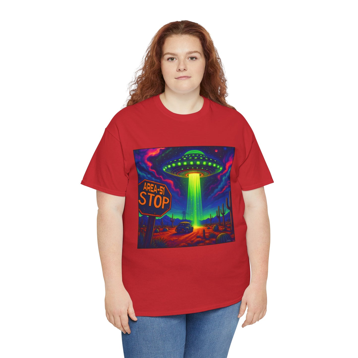 Area 51 Stop UFO Abduction T-Shirt — Neon Alien Invasion Tee