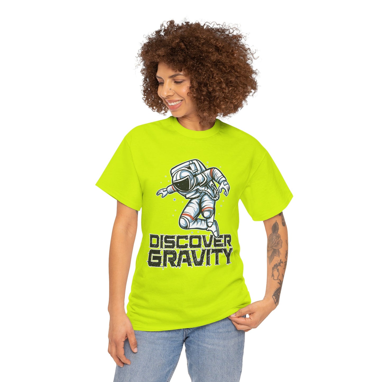 Discover Gravity. Unisex Heavy Cotton Tee - Fun Astronaut, Astronomy Graphic Tee - Unisex graphic design, png Express Delivery available
