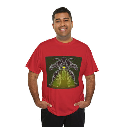Alien Biker Neon Sci‑Fi Motorcycle T-Shirt