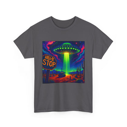Area 51 Stop UFO Abduction T-Shirt — Neon Alien Invasion Tee