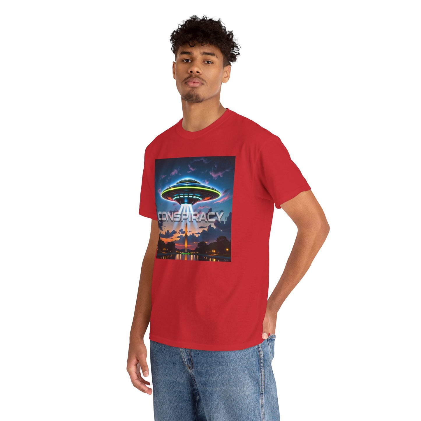 Retro Neon Alien UFO T-Shirt — "Conspiracy at DC" Graphic Tee