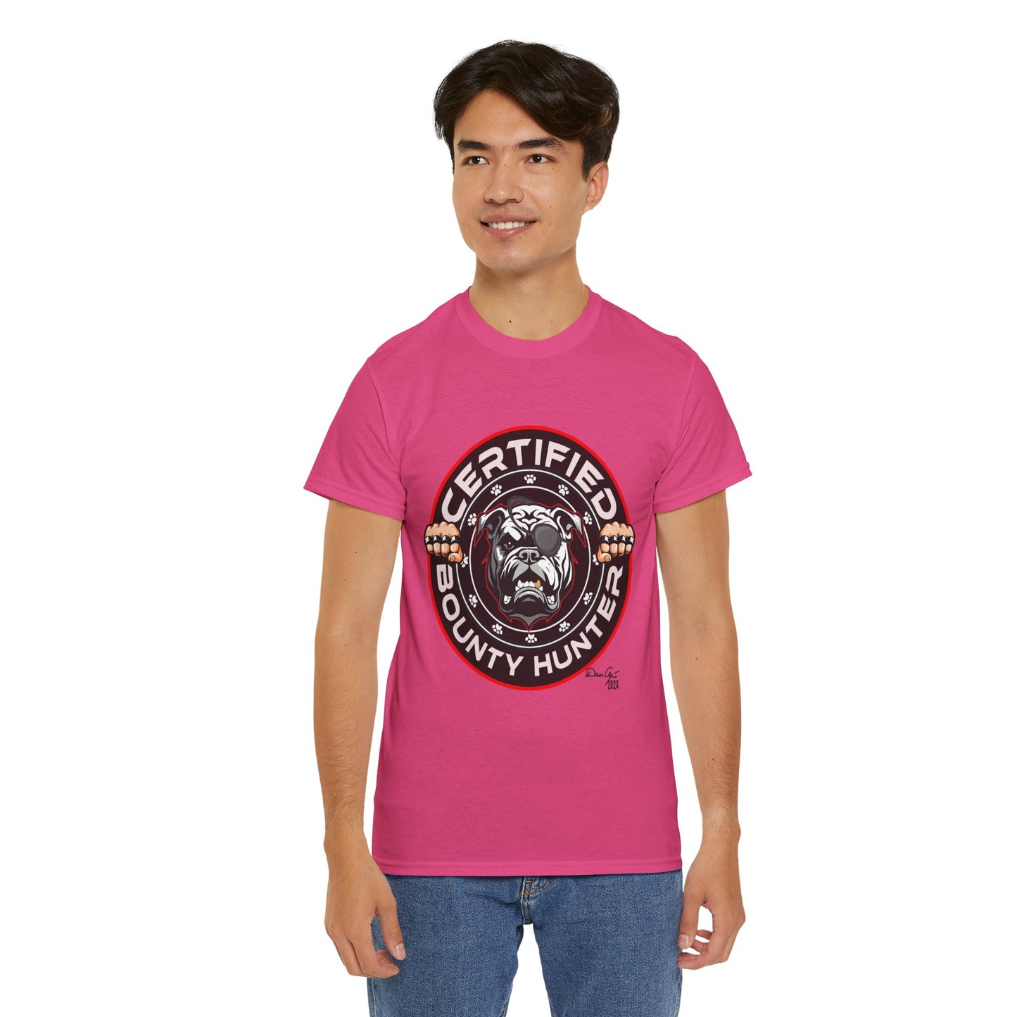 Certified Bounty Hunter, Unisex Heavy Cotton Tee, comedy, bulldog, print design, png, GraphicTees