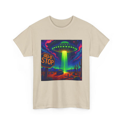 Area 51 Stop UFO Abduction T-Shirt — Neon Alien Invasion Tee