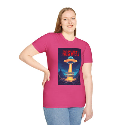 Roswell Alien Encounter Unisex T-Shirt, Retro Space UFO Tee, Sci-Fi Lovers Gift, Convention Wear, Extraterrestrial Tee, graphic design, png