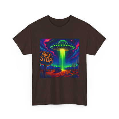 Area 51 Stop UFO Abduction T-Shirt — Neon Alien Invasion Tee