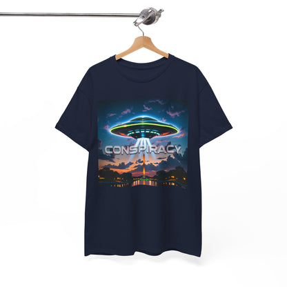 Retro Neon Alien UFO T-Shirt — "Conspiracy at DC" Graphic Tee