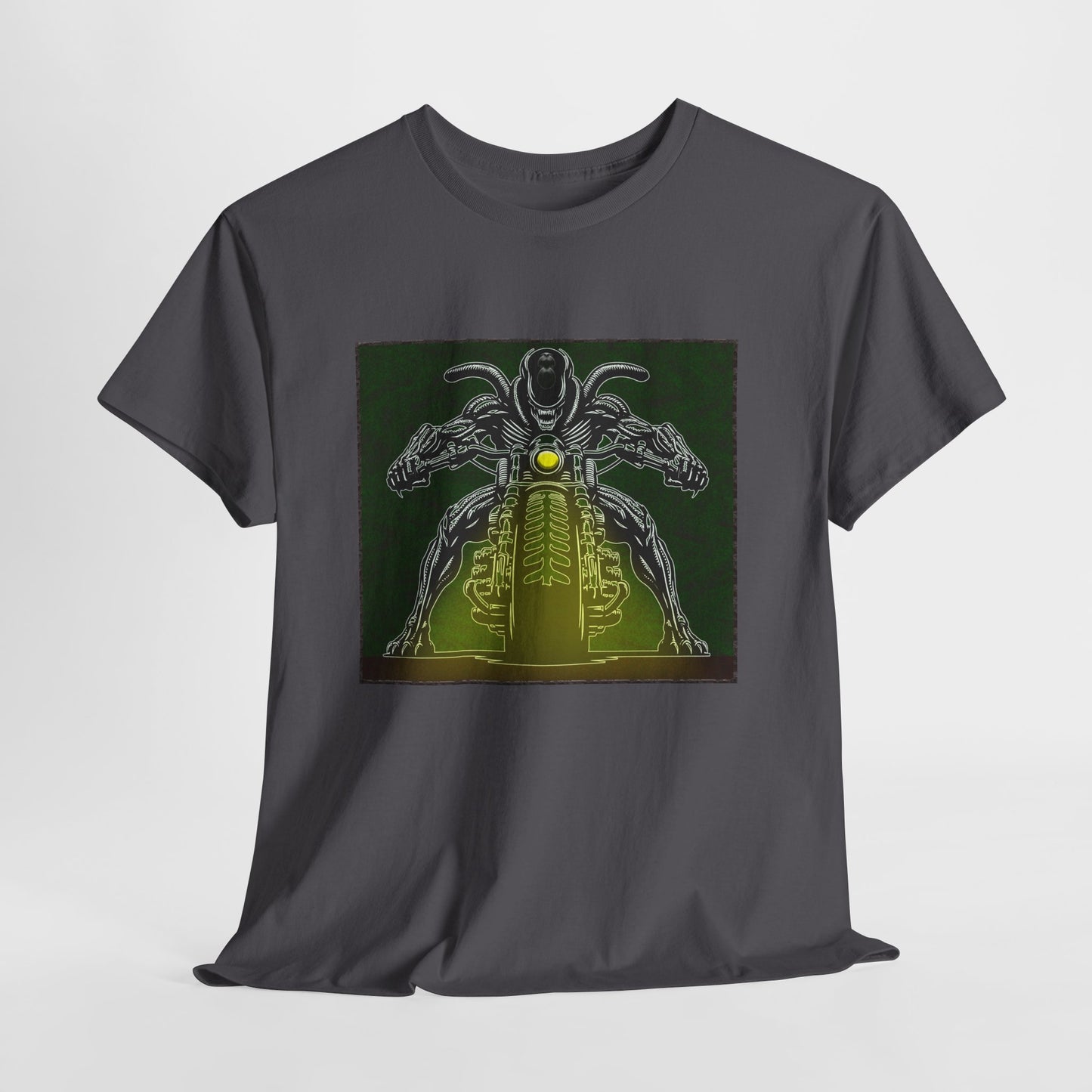 Alien Biker Neon Sci‑Fi Motorcycle T-Shirt