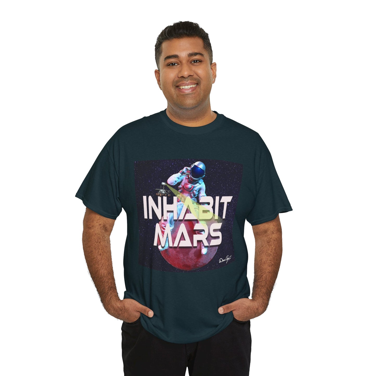 Inhabit Mars, Unisex Heavy Cotton Tee, Space, SpaceX, Universe, UFO, multiverse, graphic design, png, graphic design, t-shirts, tee