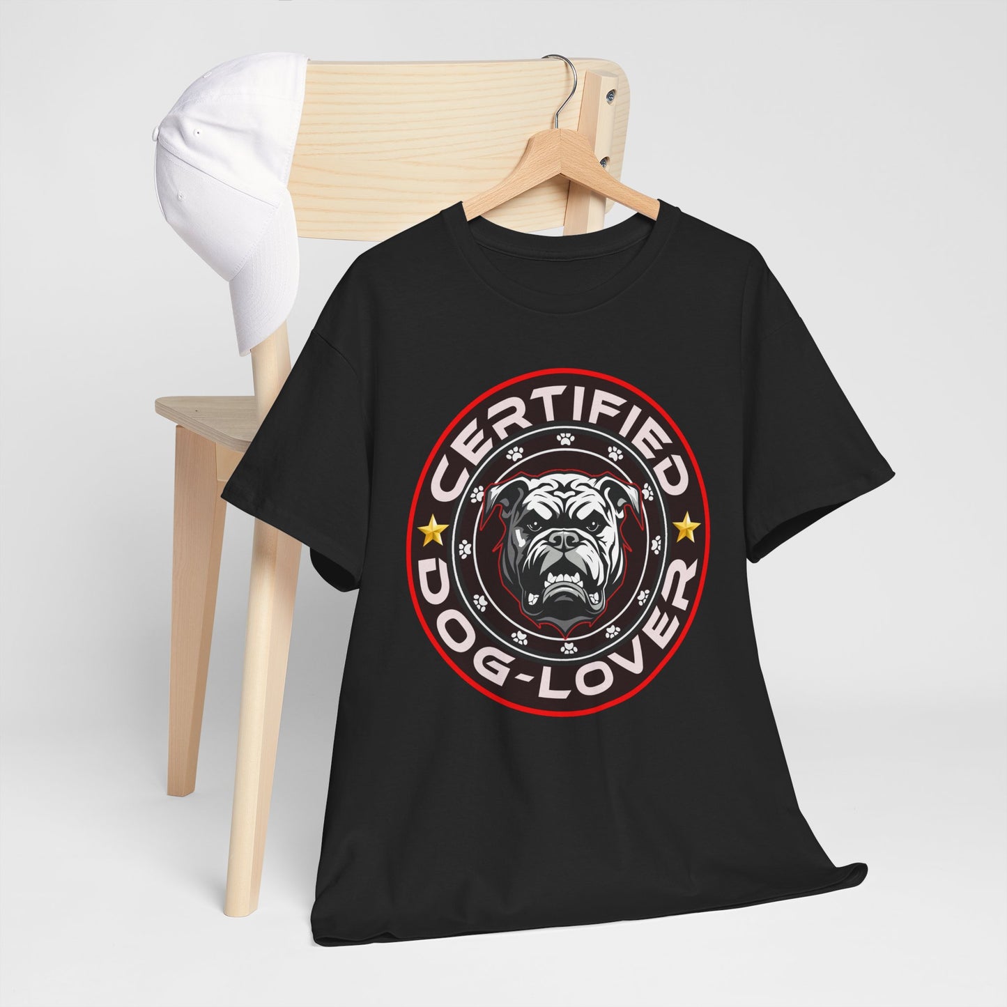 Certified Dog Lover Unisex Tee - Bulldog Print Design, GraphicTees, t-shirt, tshirt, png