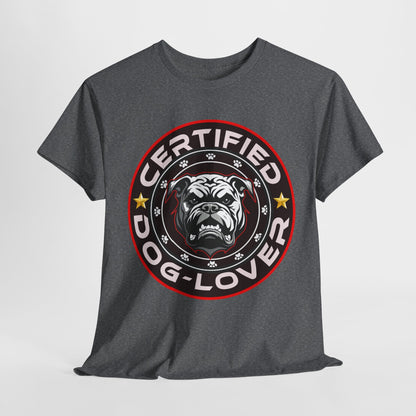 Certified Dog Lover Unisex Tee - Bulldog Print Design, GraphicTees, t-shirt, tshirt, png