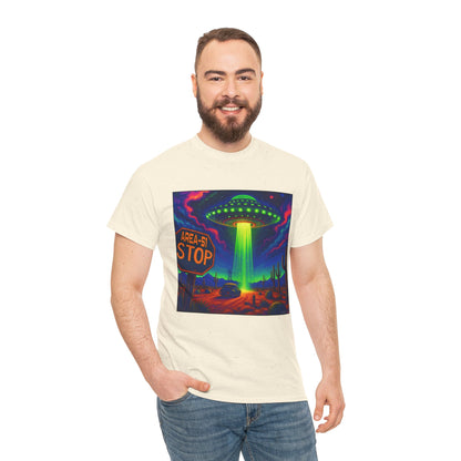 Area 51 Stop UFO Abduction T-Shirt — Neon Alien Invasion Tee