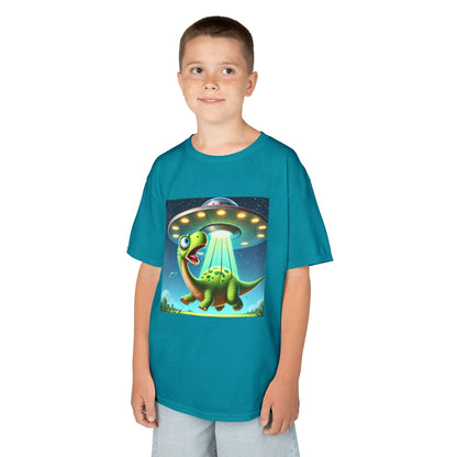 Dinosaur UFO Kids Tee, Fun Graphic Shirt for Boys and Girls, Perfect for Birthdays, Parties, Casual Wear, Gifts, tshirt, t-shirt
