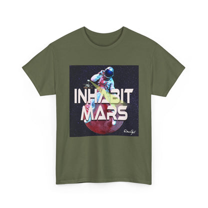 Inhabit Mars, Unisex Heavy Cotton Tee, Space, SpaceX, Universe, UFO, multiverse, graphic design, png, graphic design, t-shirts, tee