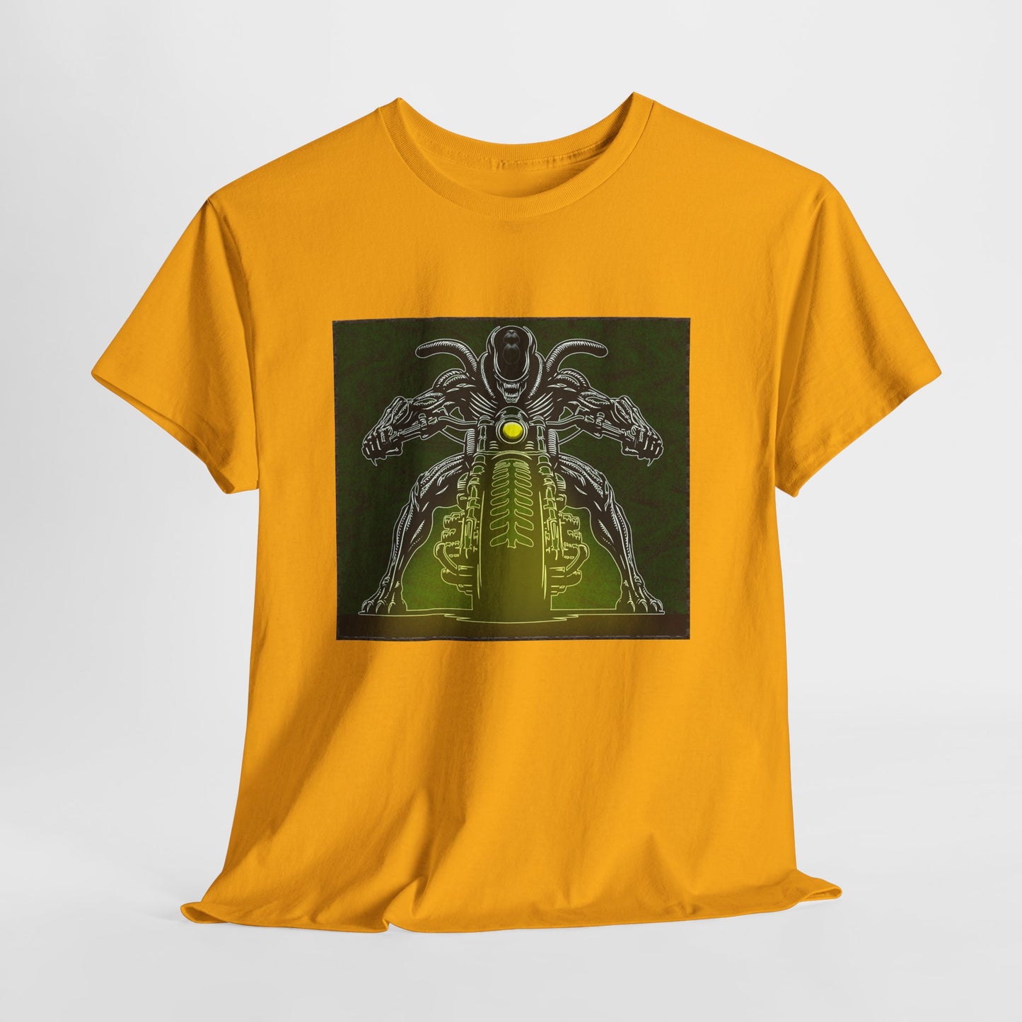 Alien Biker Neon Sci‑Fi Motorcycle T-Shirt