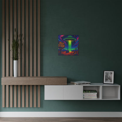 Area-51 Neon Alien Abduction Satin Poster — Lustrous 300gsm UFO Art Print
