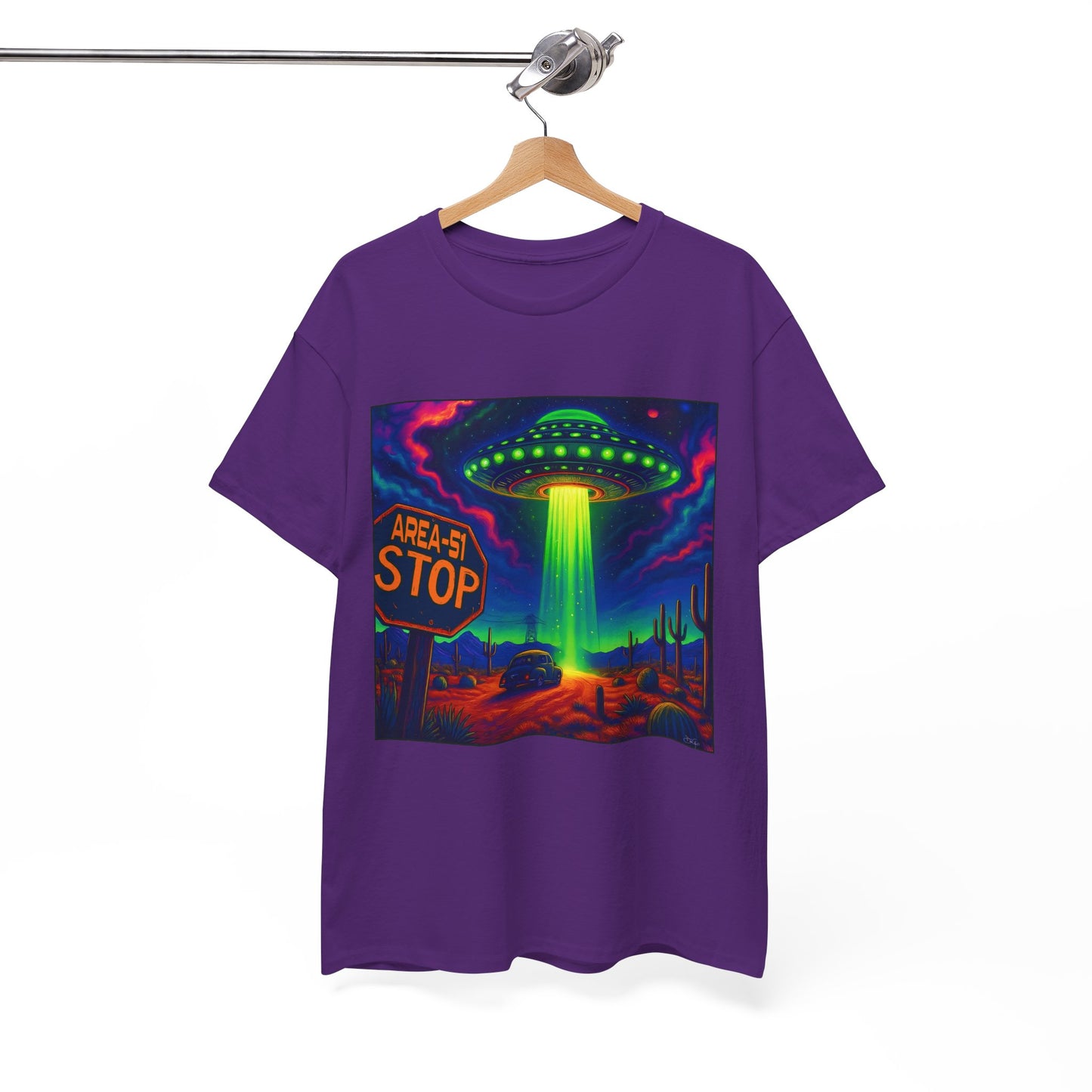 Area 51 Stop UFO Abduction T-Shirt — Neon Alien Invasion Tee