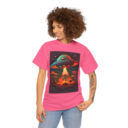 UFO, Bigfoot, Unisex Heavy Cotton Tee, graphic design, t-shirt, t-shirts, tshirts, png