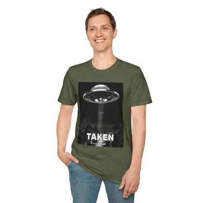 Taken 3, Alien Theme Unisex Softstyle T-Shirt, Fun Graphic Tee for UFO Lovers, Great for Casual Wear, Gifts for Sci-Fi Fans, Cool Shirt