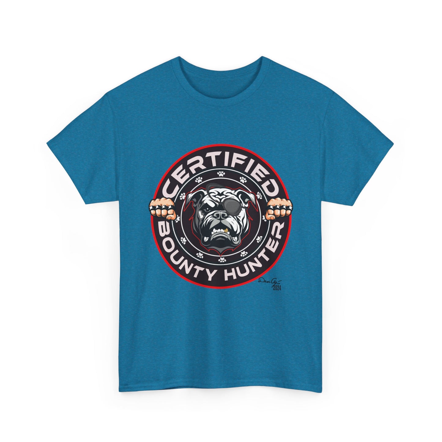 Certified Bounty Hunter, Unisex Heavy Cotton Tee, comedy, bulldog, print design, png, GraphicTees