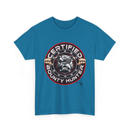 Certified Bounty Hunter, Unisex Heavy Cotton Tee, comedy, bulldog, print design, png, GraphicTees