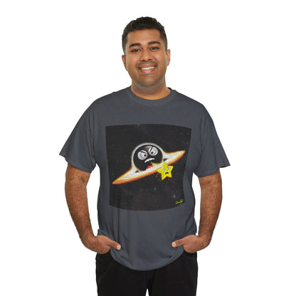 BlackHole Chasing Star, Space-Themed Unisex Heavy Cotton Tee with Cartoon Penguin Design, graphic design, png