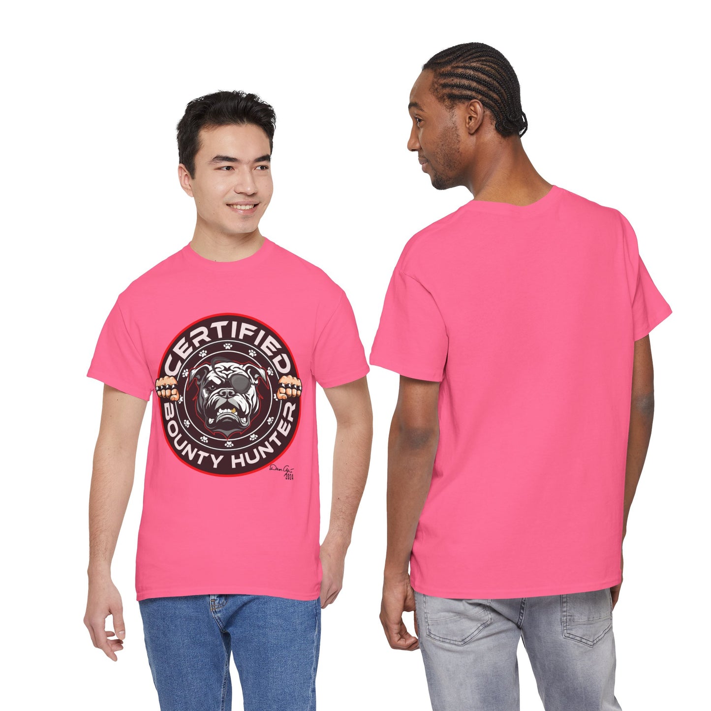 Certified Bounty Hunter, Unisex Heavy Cotton Tee, comedy, bulldog, print design, png, GraphicTees