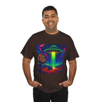Area 51 Stop UFO Abduction T-Shirt — Neon Alien Invasion Tee