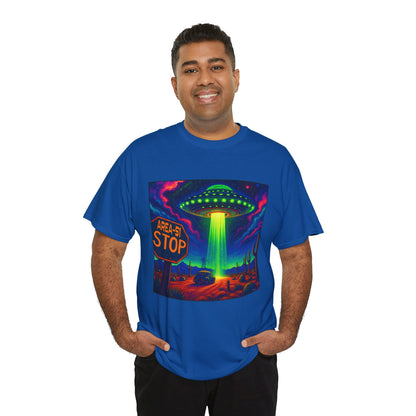 Area 51 Stop UFO Abduction T-Shirt — Neon Alien Invasion Tee