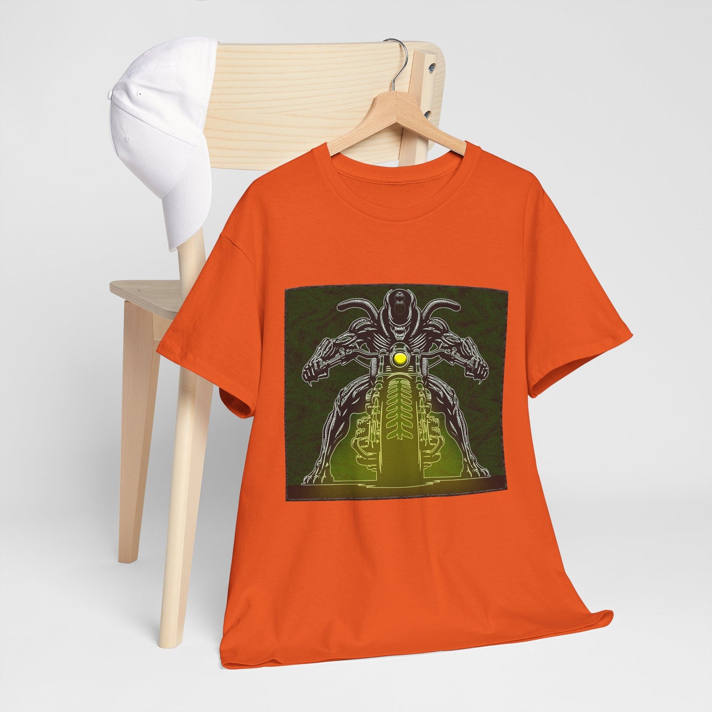 Alien Biker Neon Sci‑Fi Motorcycle T-Shirt