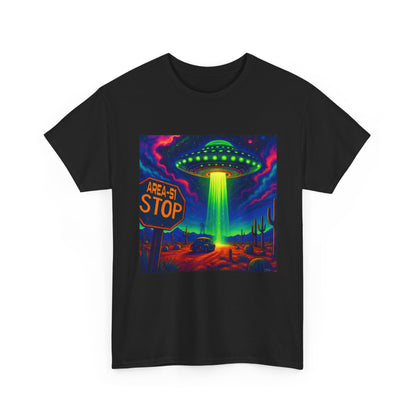 Area 51 Stop UFO Abduction T-Shirt — Neon Alien Invasion Tee