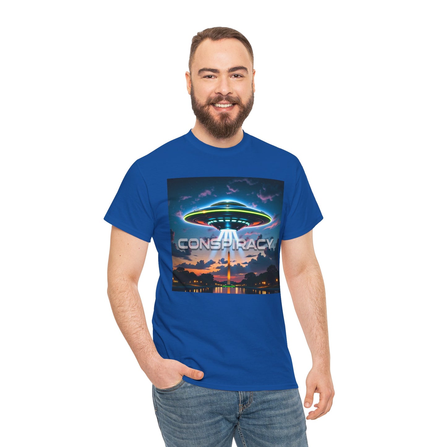 Retro Neon Alien UFO T-Shirt — "Conspiracy at DC" Graphic Tee
