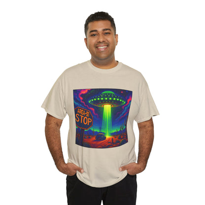 Area 51 Stop UFO Abduction T-Shirt — Neon Alien Invasion Tee