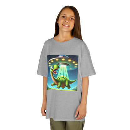 Dinosaur UFO Kids Tee, Fun Graphic Shirt for Boys and Girls, Perfect for Birthdays, Parties, Casual Wear, Gifts, tshirt, t-shirt