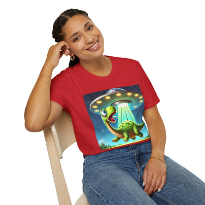 Cute Alien Dinosaur Unisex T-Shirt, Fun Graphic Tee, Kids & Adults, Space Theme, Playful Gift Idea, Birthday, Casual Wear