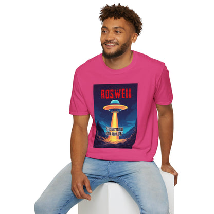 Roswell Alien Encounter Unisex T-Shirt, Retro Space UFO Tee, Sci-Fi Lovers Gift, Convention Wear, Extraterrestrial Tee, graphic design, png