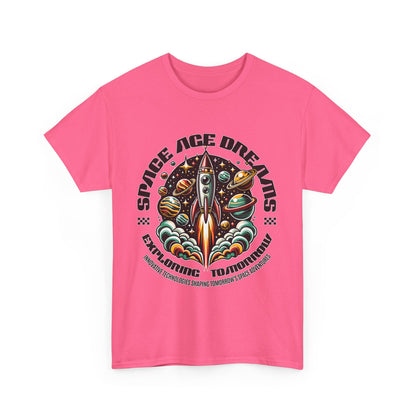 Space Age Dreams, Unisex Heavy Cotton Tee - Retro Rocket Design for Space Lovers, graphic design, png