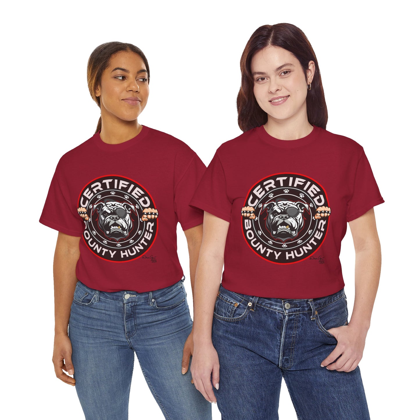 Certified Bounty Hunter, Unisex Heavy Cotton Tee, comedy, bulldog, print design, png, GraphicTees