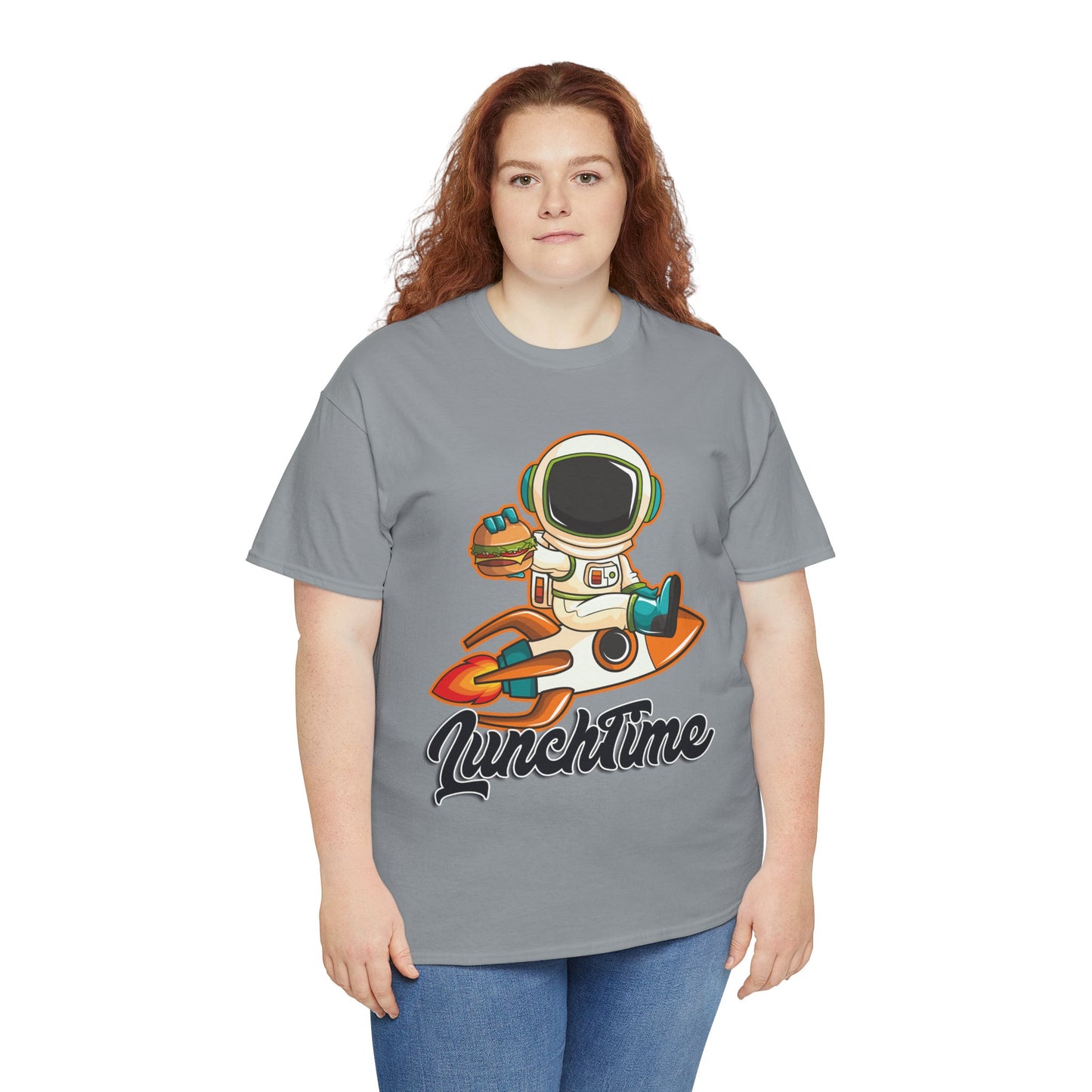 Astronaut Lunchtime Unisex Heavy Cotton Tee - Fun Graphic T-Shirt for Space Lovers, GraphicTees, png, t-shirts, tshirts