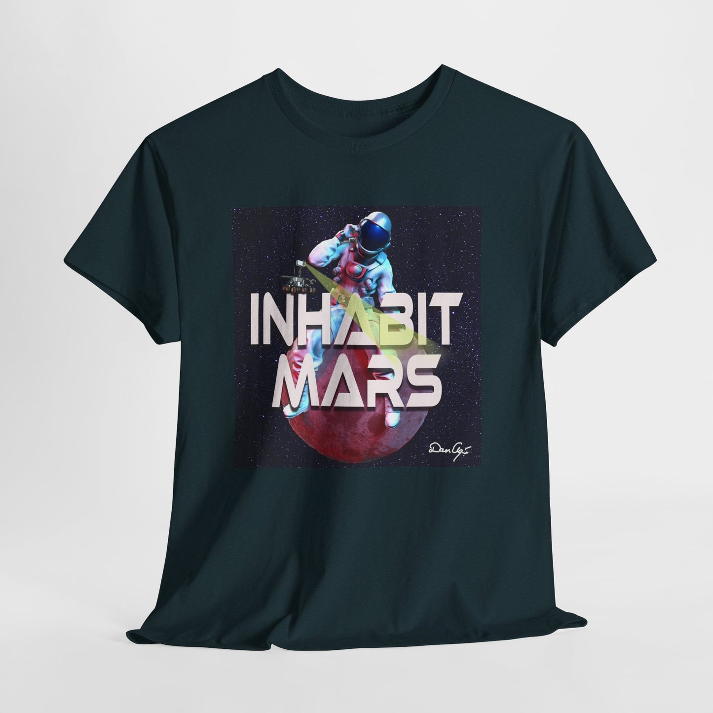 Inhabit Mars, Unisex Heavy Cotton Tee, Space, SpaceX, Universe, UFO, multiverse, graphic design, png, graphic design, t-shirts, tee