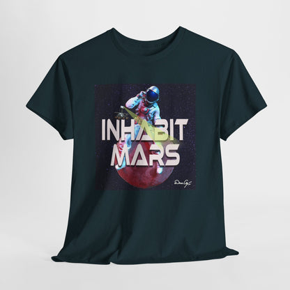 Inhabit Mars, Unisex Heavy Cotton Tee, Space, SpaceX, Universe, UFO, multiverse, graphic design, png, graphic design, t-shirts, tee
