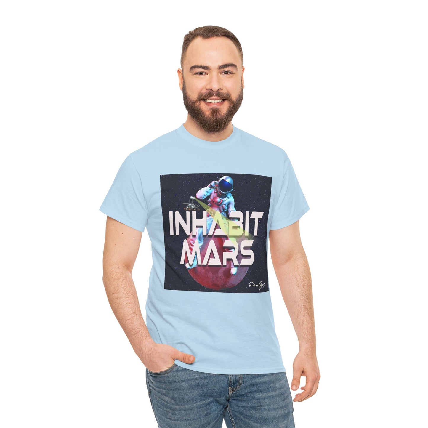 Inhabit Mars, Unisex Heavy Cotton Tee, Space, SpaceX, Universe, UFO, multiverse, graphic design, png, graphic design, t-shirts, tee