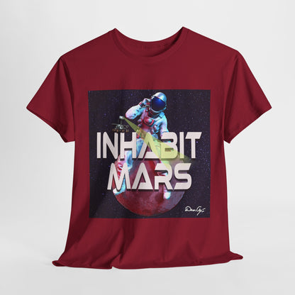 Inhabit Mars, Unisex Heavy Cotton Tee, Space, SpaceX, Universe, UFO, multiverse, graphic design, png, graphic design, t-shirts, tee