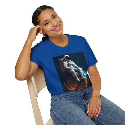 Sitting on an Earth, Cosmic Astronaut T-Shirt, Unisex Graphic Tee, Space Lover Gift, Casual Wear, Astronomy Fan Shirt, Graphic Tee, t-shirt, tshirt, png