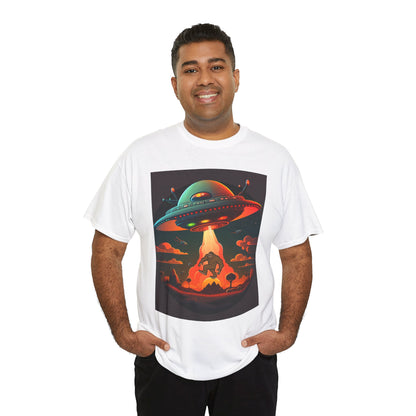 UFO, Bigfoot, Unisex Heavy Cotton Tee, graphic design, t-shirt, t-shirts, tshirts, png