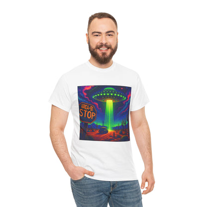 Area 51 Stop UFO Abduction T-Shirt — Neon Alien Invasion Tee