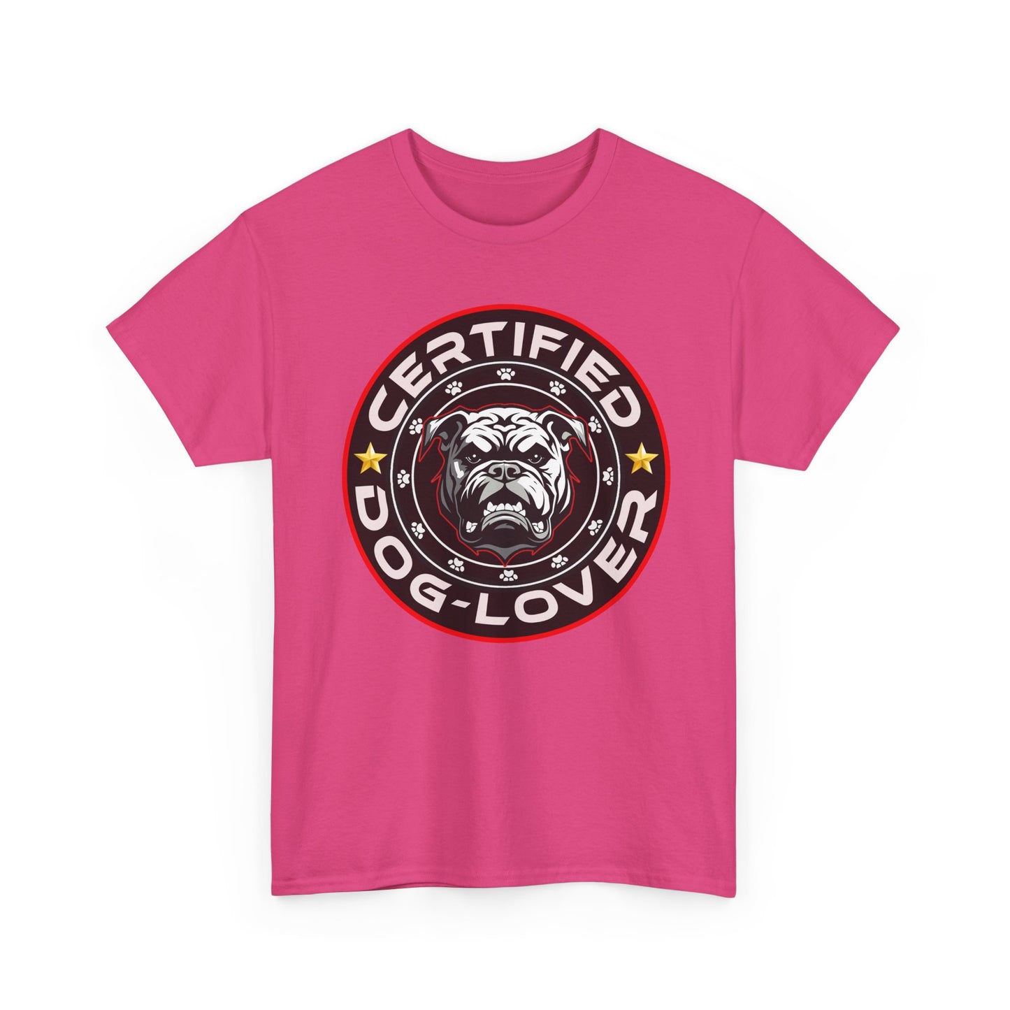 Certified Dog Lover Unisex Tee - Bulldog Print Design, GraphicTees, t-shirt, tshirt, png