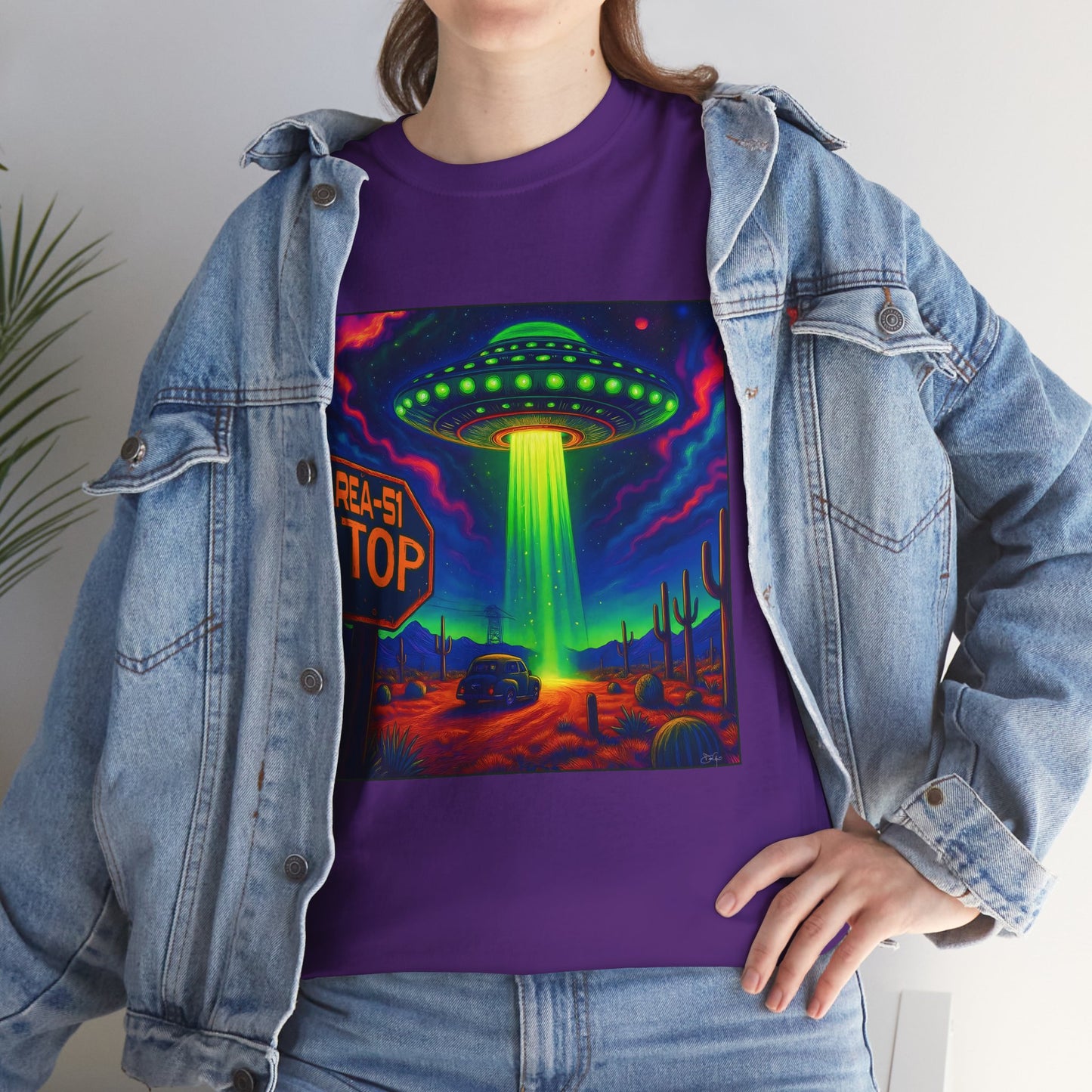 Area 51 Stop UFO Abduction T-Shirt — Neon Alien Invasion Tee