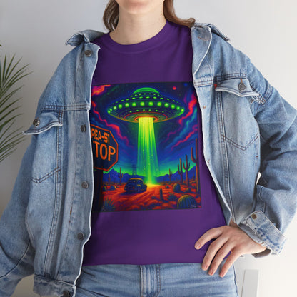 Area 51 Stop UFO Abduction T-Shirt — Neon Alien Invasion Tee
