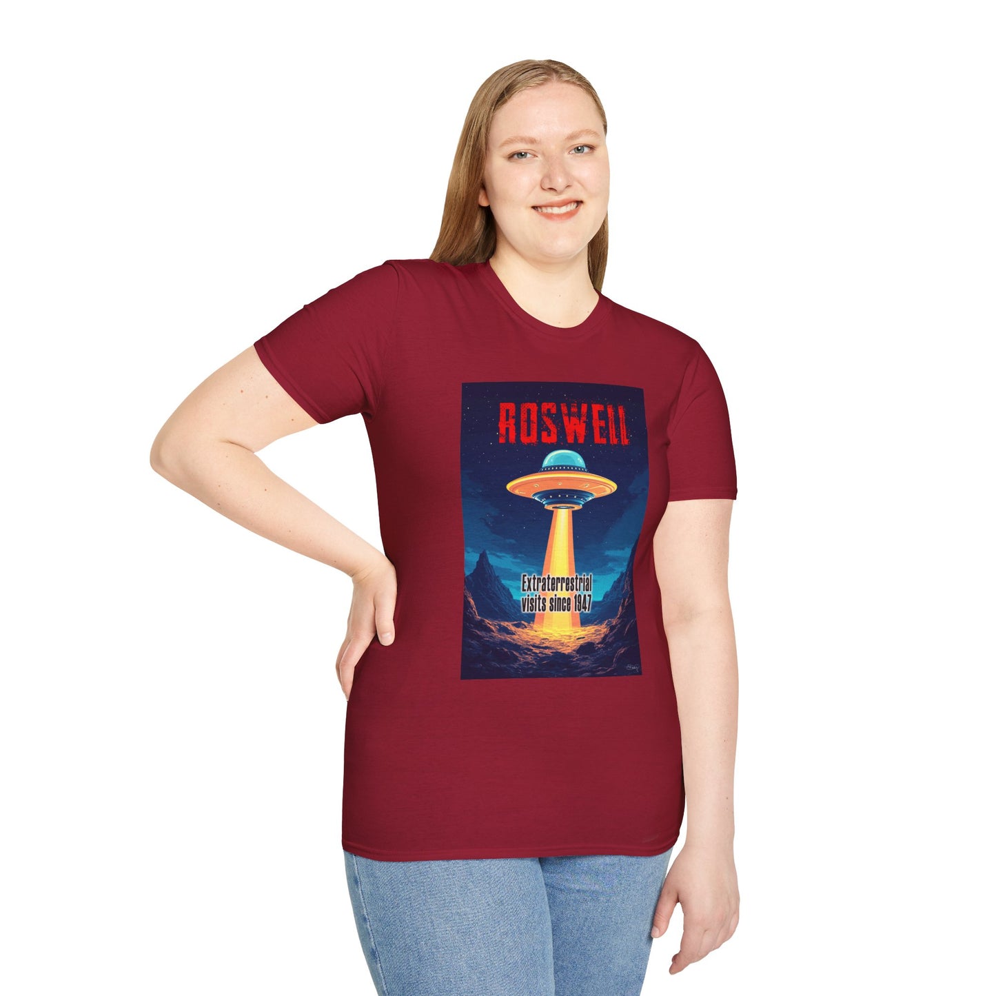 Roswell Alien Encounter Unisex T-Shirt, Retro Space UFO Tee, Sci-Fi Lovers Gift, Convention Wear, Extraterrestrial Tee, graphic design, png